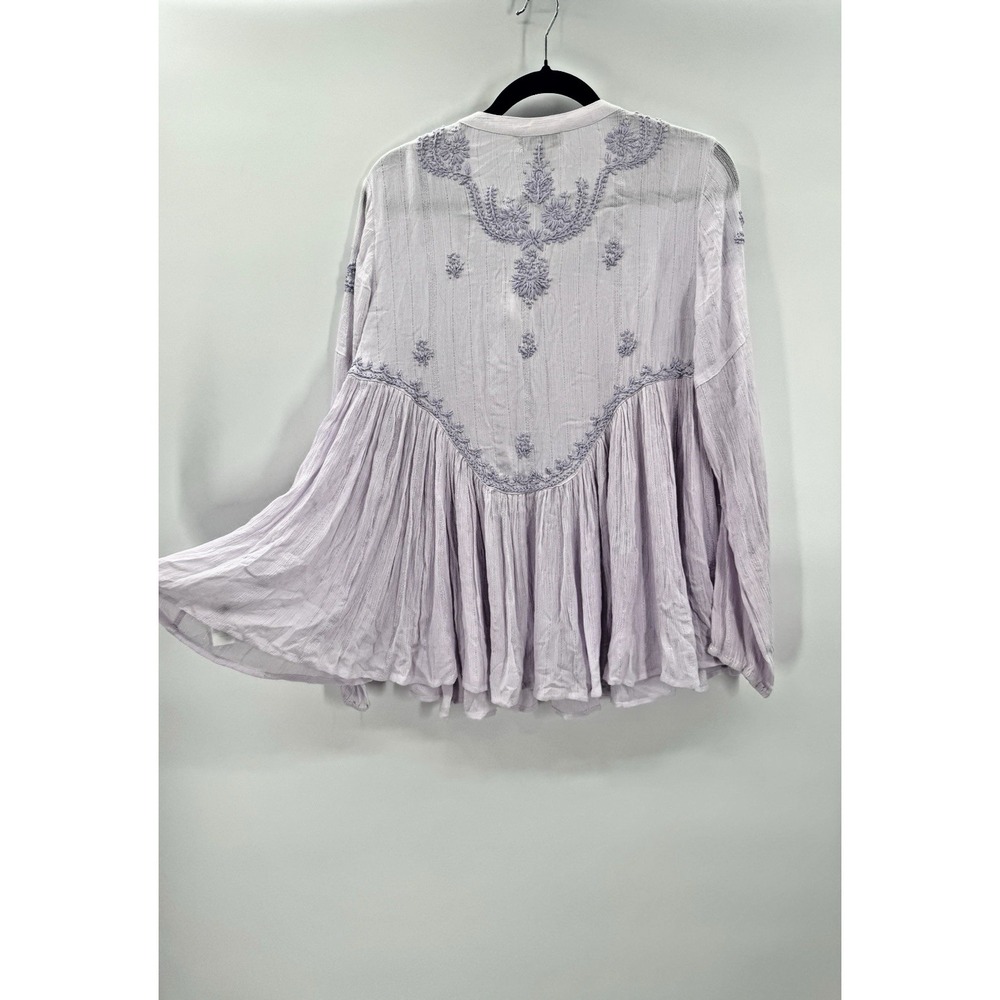 Rachel Zoe Boho Flare Embroidered Long Sleeve Top Large Lavender Peasant Fairy - Picture 4 of 13